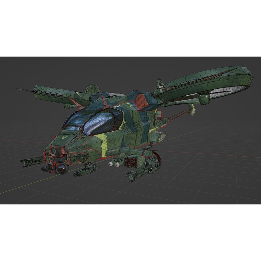 Avatar Kestrel Gunship Helicopter 3D Model – Low Poly PBR Asset - View 15
