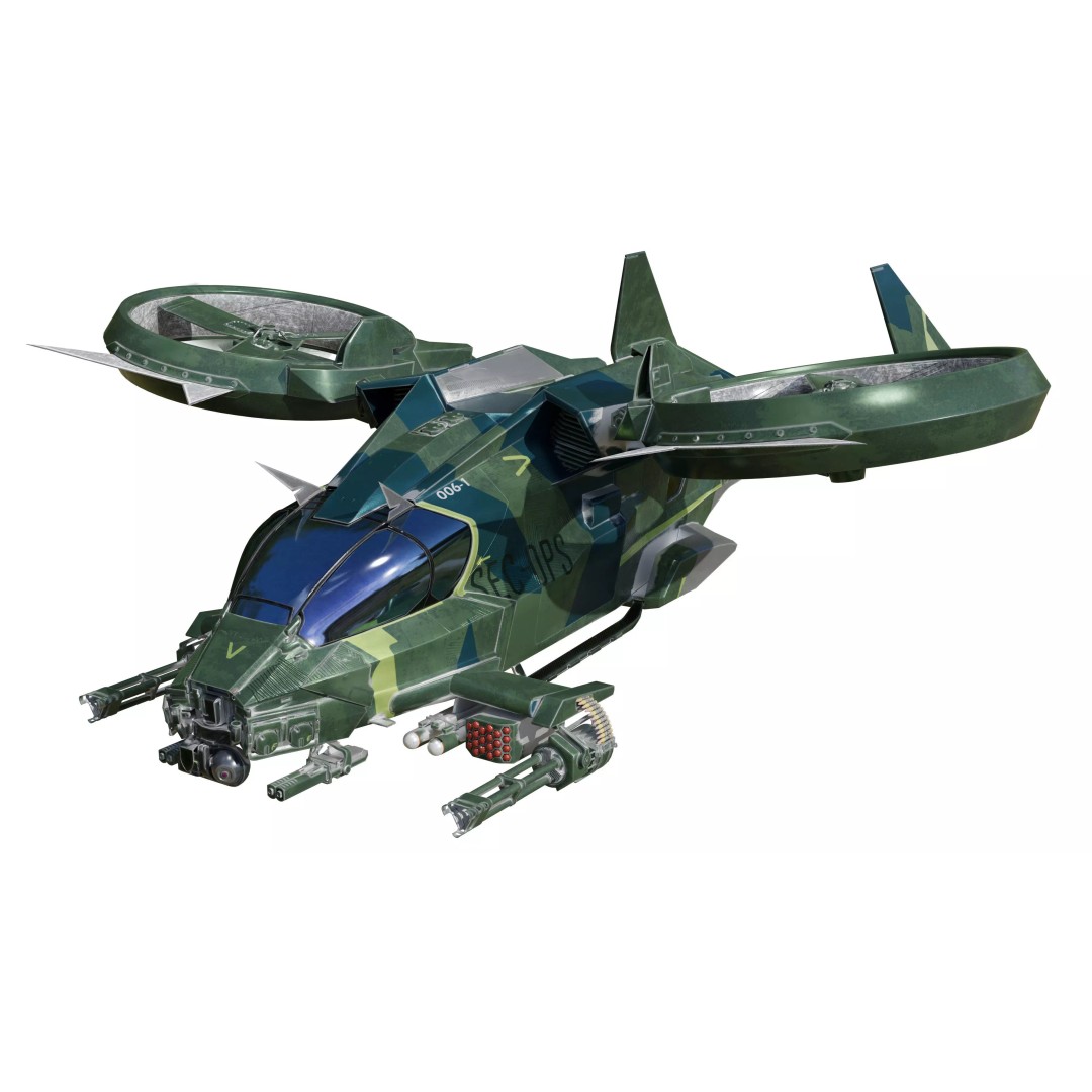 Avatar Kestrel Gunship Helicopter 3D Model – Low Poly PBR Asset - View 2