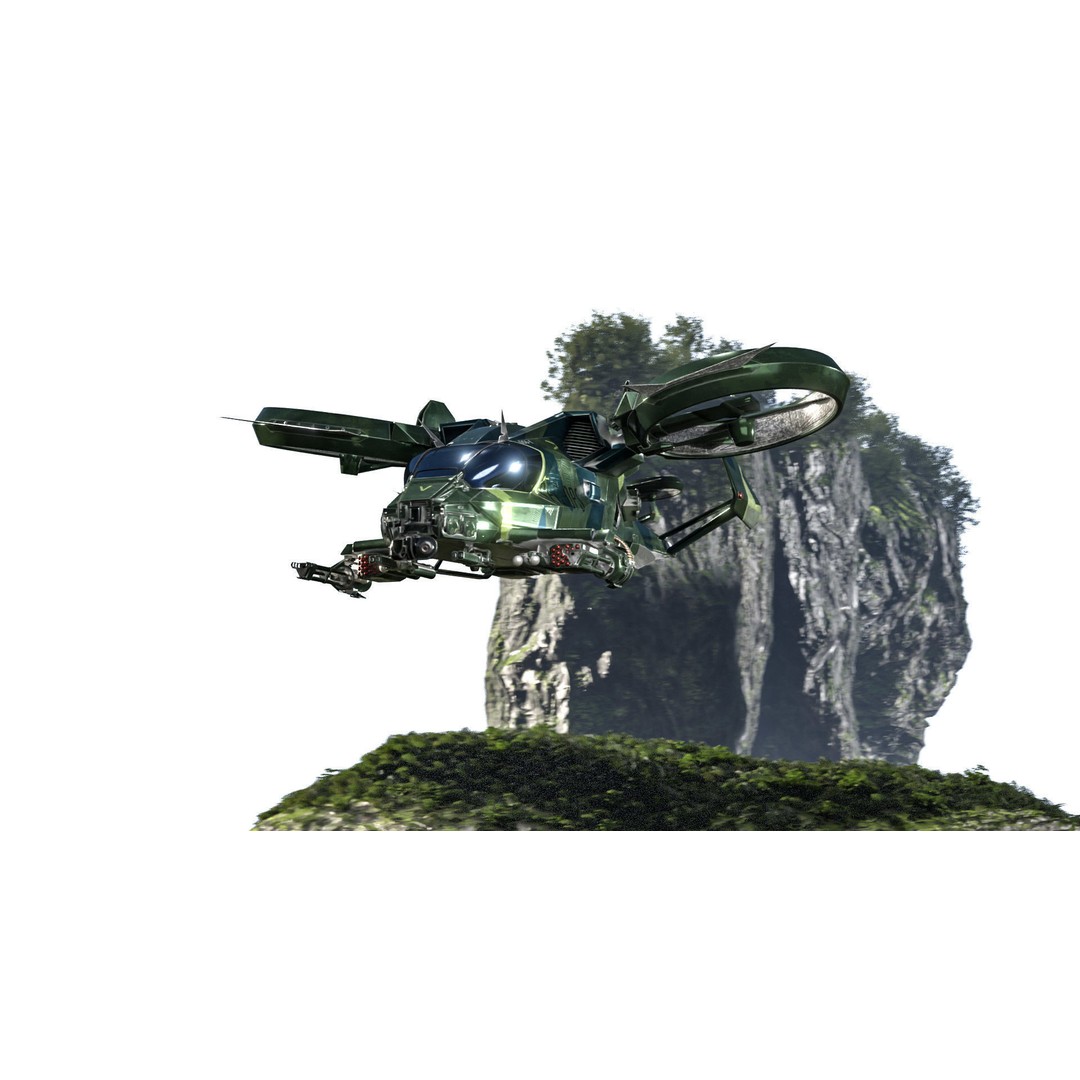 Avatar Kestrel Gunship Helicopter 3D Model – Low Poly PBR Asset - View 3