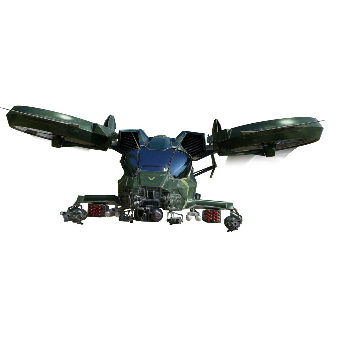 Avatar Kestrel Gunship Helicopter 3D Model – Low Poly PBR Asset - View 5