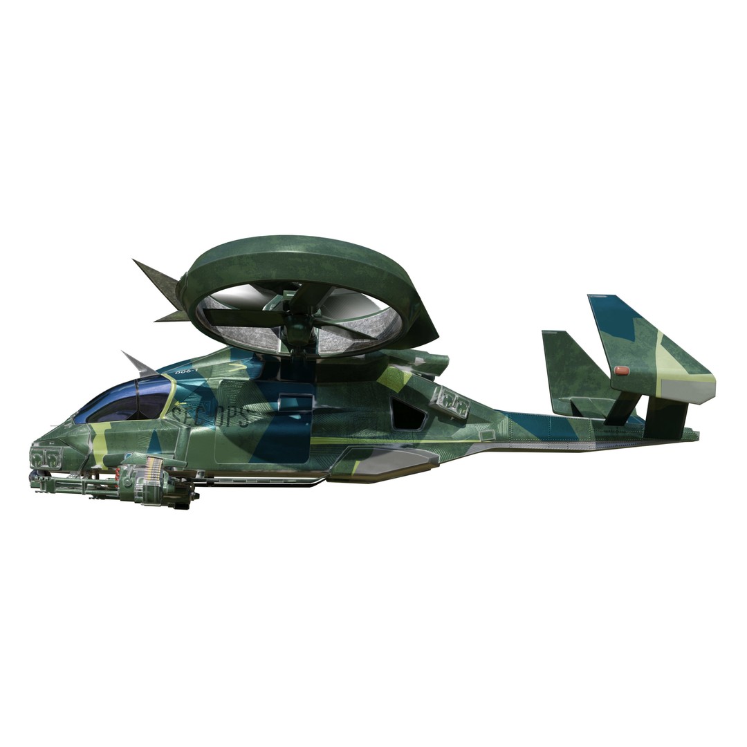 Avatar Kestrel Gunship Helicopter 3D Model – Low Poly PBR Asset - View 6
