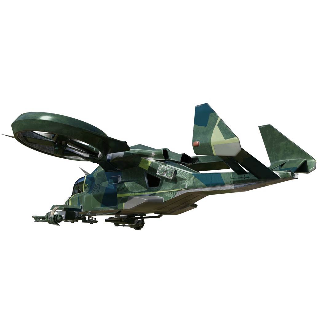 Avatar Kestrel Gunship Helicopter 3D Model – Low Poly PBR Asset - View 7