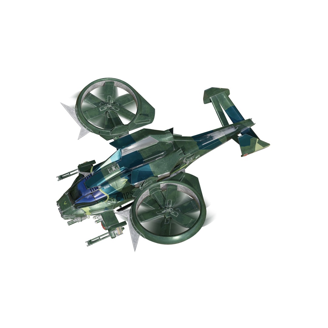 Avatar Kestrel Gunship Helicopter 3D Model – Low Poly PBR Asset - View 9