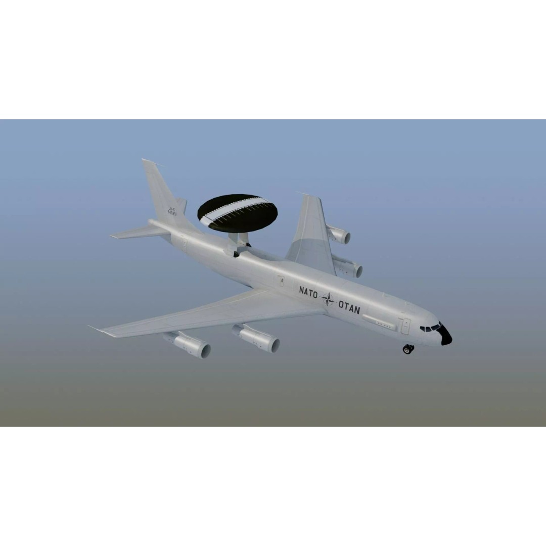E-3 Sentry 3D Model – Game Ready Military Aircraft with PBR Textures - View 3