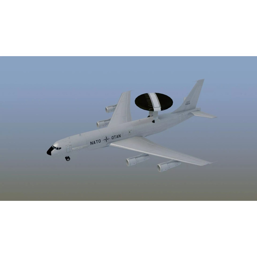 E-3 Sentry 3D Model – Game Ready Military Aircraft with PBR Textures - View 4