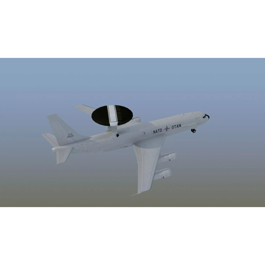E-3 Sentry 3D Model – Game Ready Military Aircraft with PBR Textures - View 7
