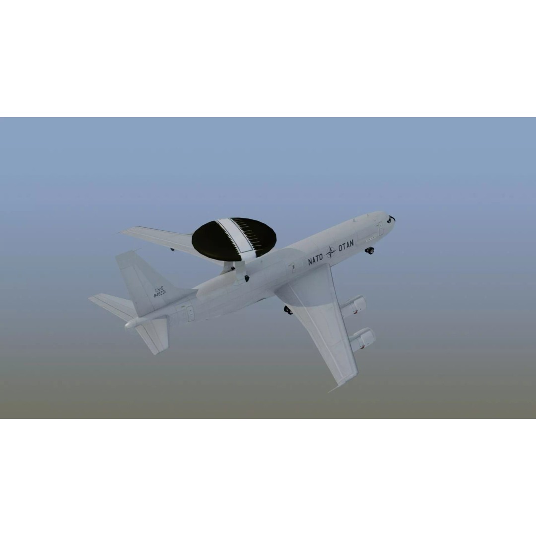 E-3 Sentry 3D Model – Game Ready Military Aircraft with PBR Textures - View 8