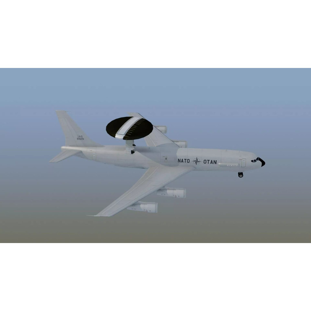 E-3 Sentry 3D Model – Game Ready Military Aircraft with PBR Textures - View 9