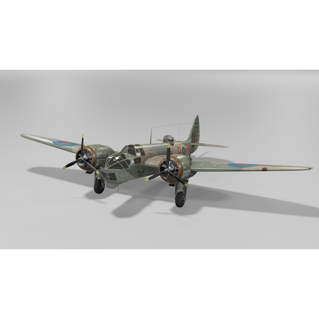 Bristol Blenheim MK IV 3D Model – Low Poly Aircraft, FBX, Blender