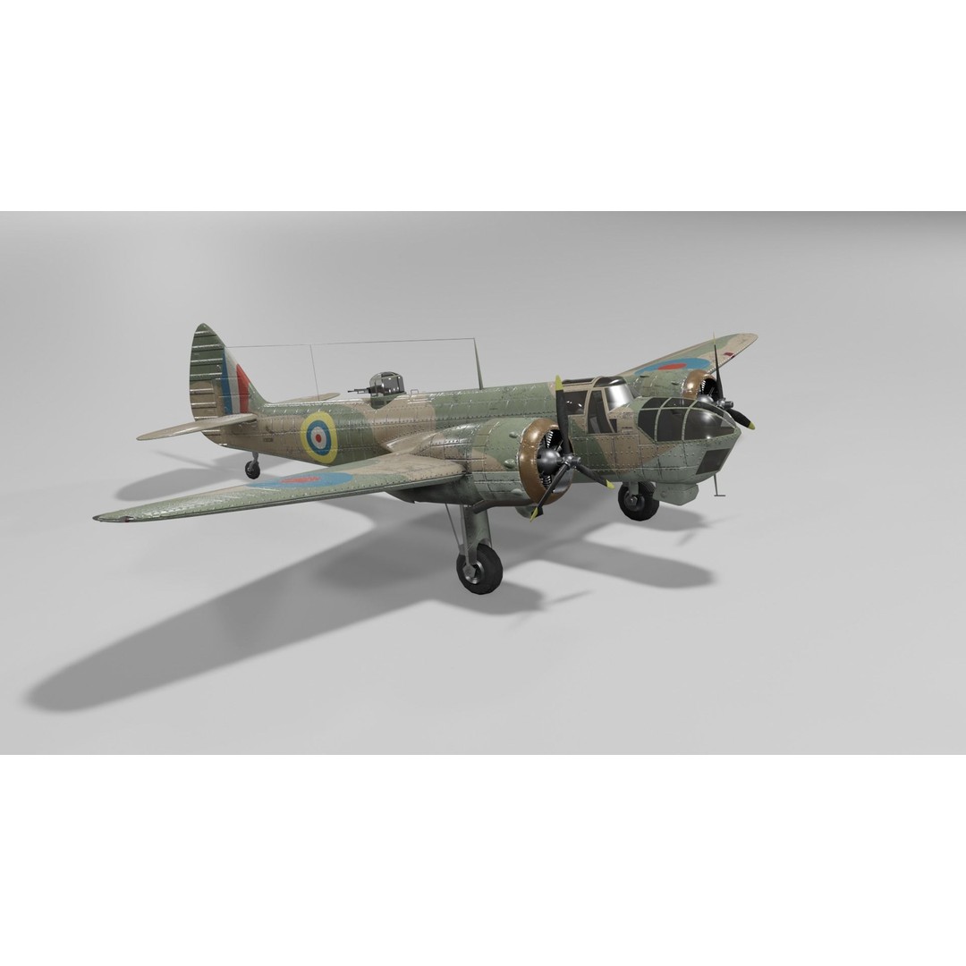Bristol Blenheim MK IV 3D Model – Low Poly Aircraft, FBX, Blender - View 10