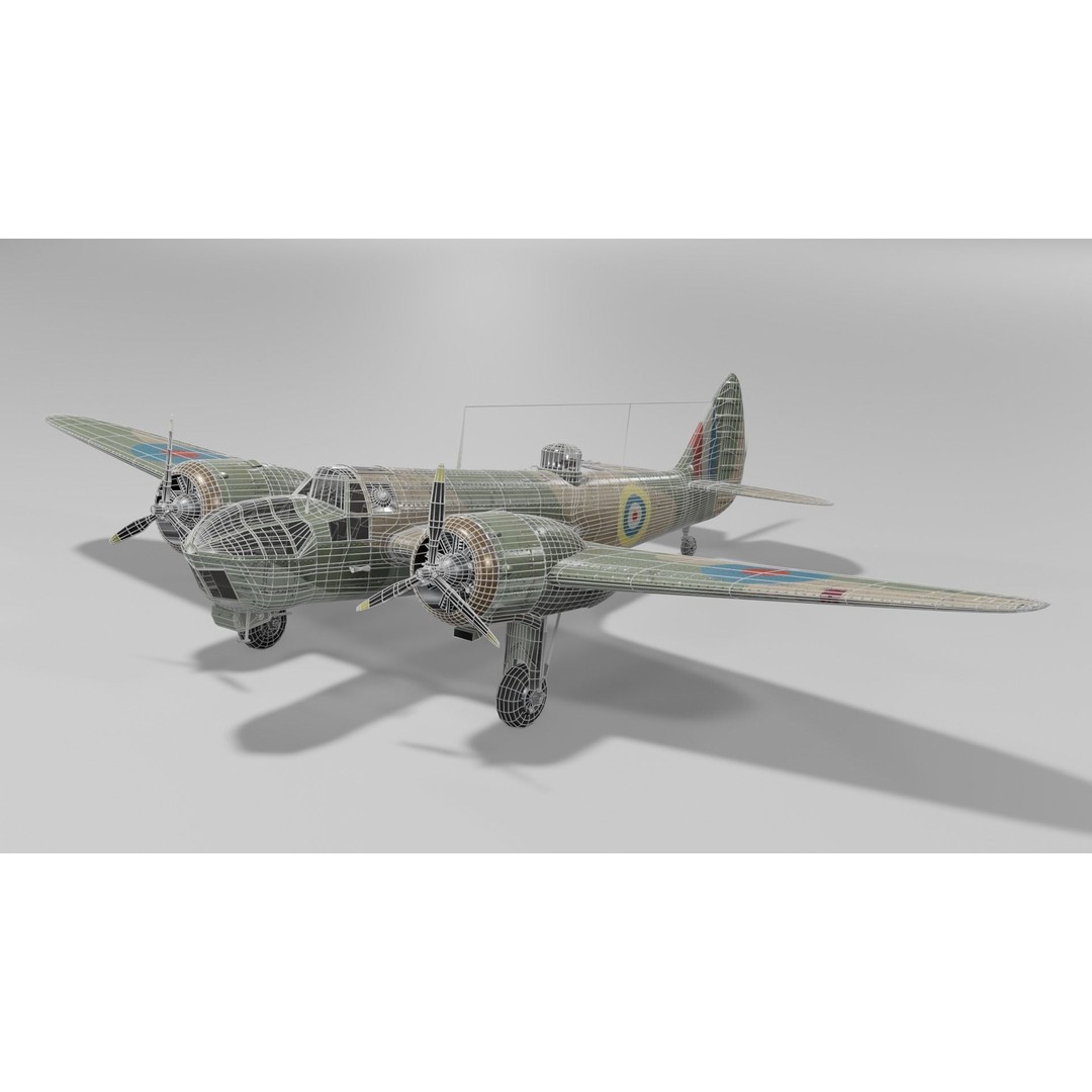 Bristol Blenheim MK IV 3D Model – Low Poly Aircraft, FBX, Blender - View 11