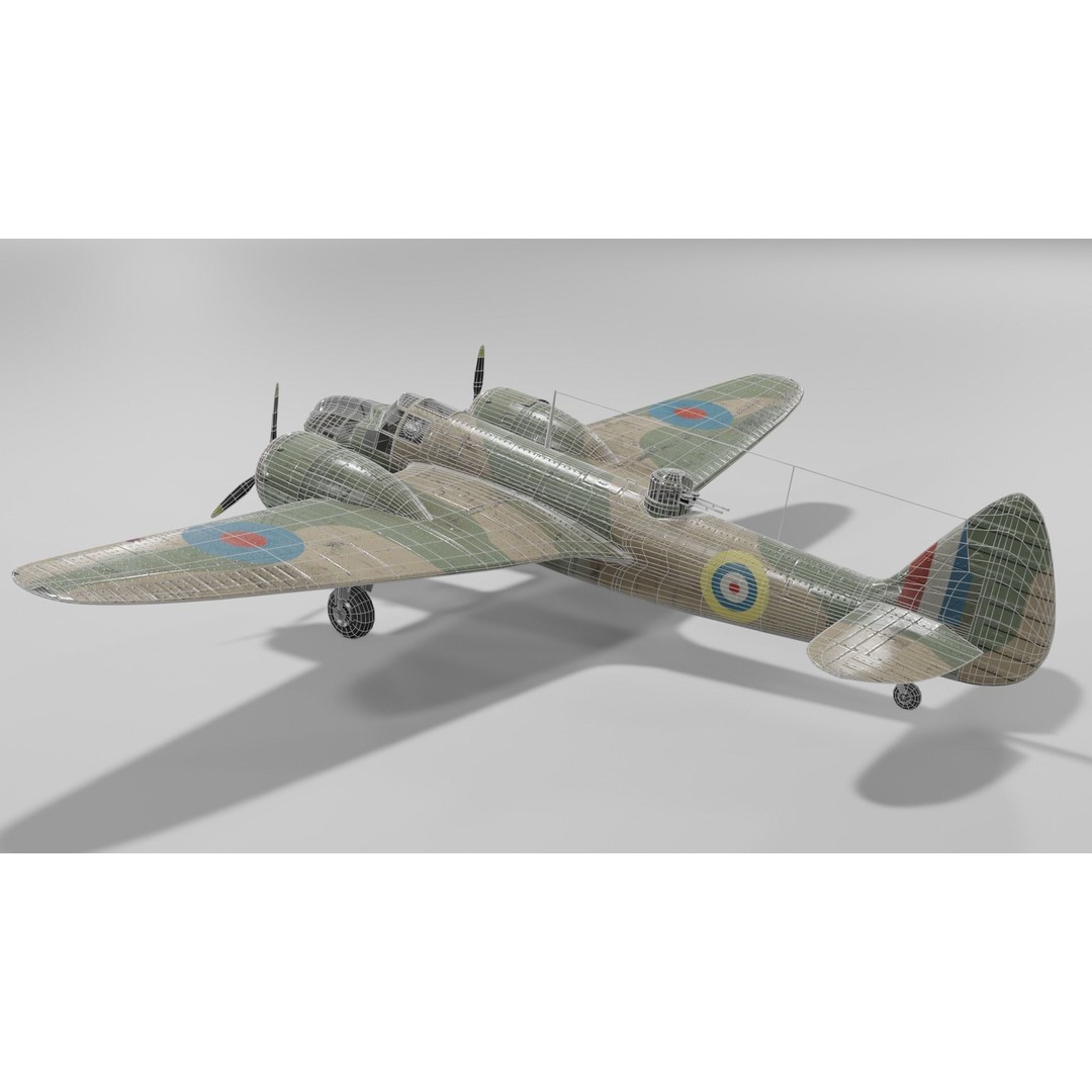 Bristol Blenheim MK IV 3D Model – Low Poly Aircraft, FBX, Blender - View 12
