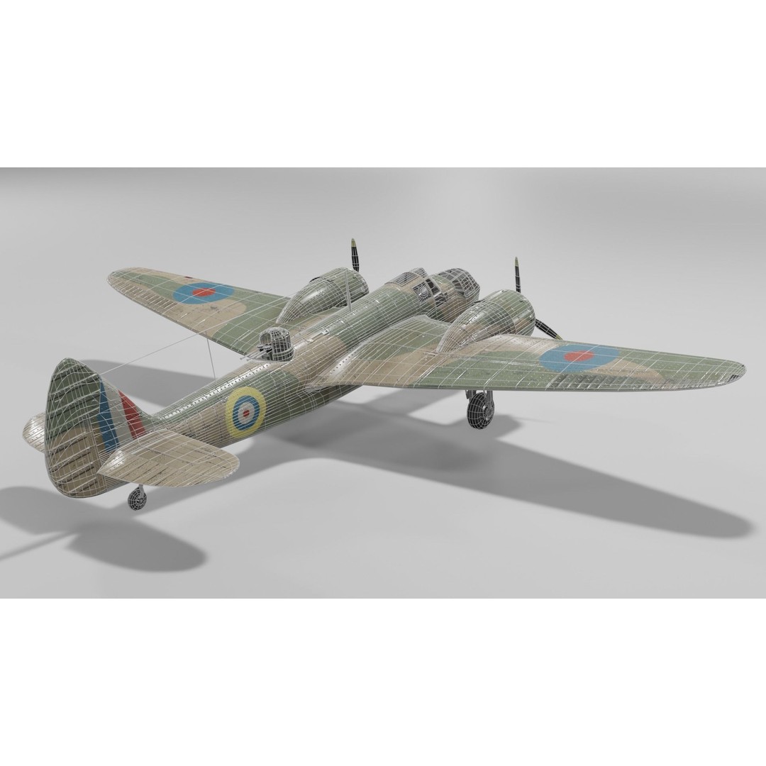 Bristol Blenheim MK IV 3D Model – Low Poly Aircraft, FBX, Blender - View 13