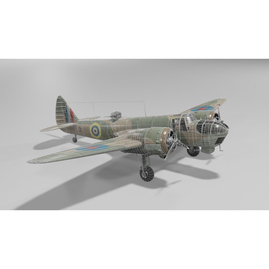 Bristol Blenheim MK IV 3D Model – Low Poly Aircraft, FBX, Blender - View 14