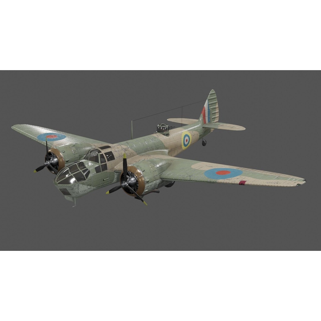 Bristol Blenheim MK IV 3D Model – Low Poly Aircraft, FBX, Blender - View 15