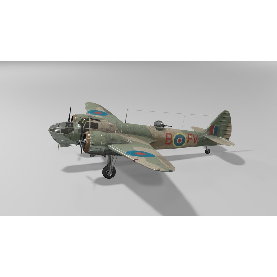 Bristol Blenheim MK IV 3D Model – Low Poly Aircraft, FBX, Blender - View 17
