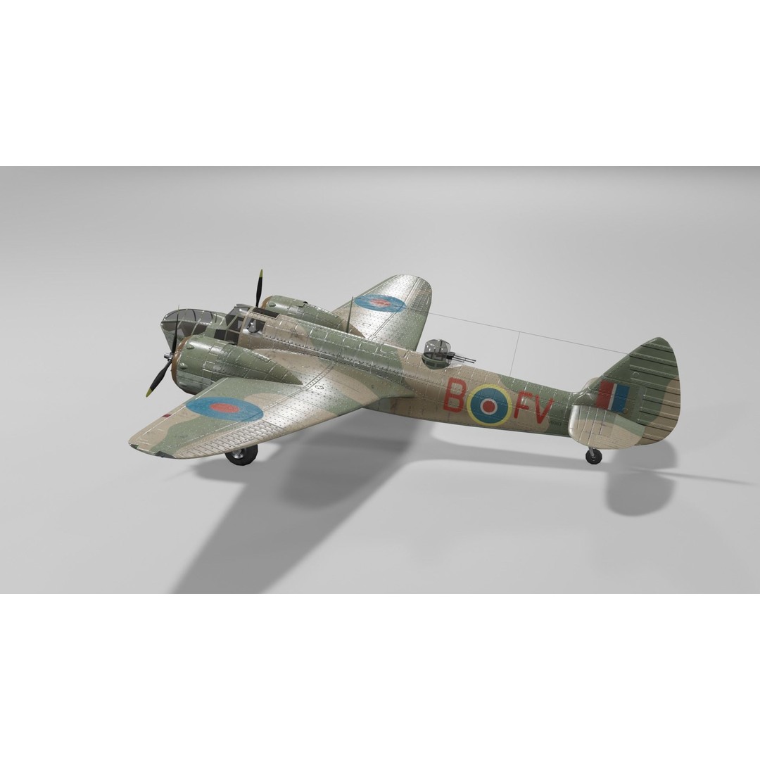 Bristol Blenheim MK IV 3D Model – Low Poly Aircraft, FBX, Blender - View 18
