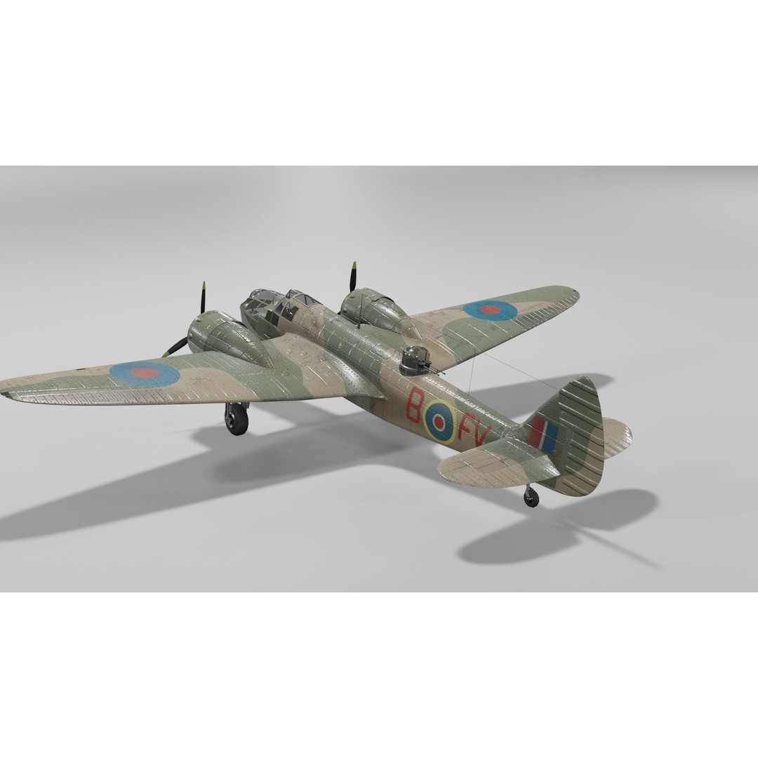 Bristol Blenheim MK IV 3D Model – Low Poly Aircraft, FBX, Blender - View 19