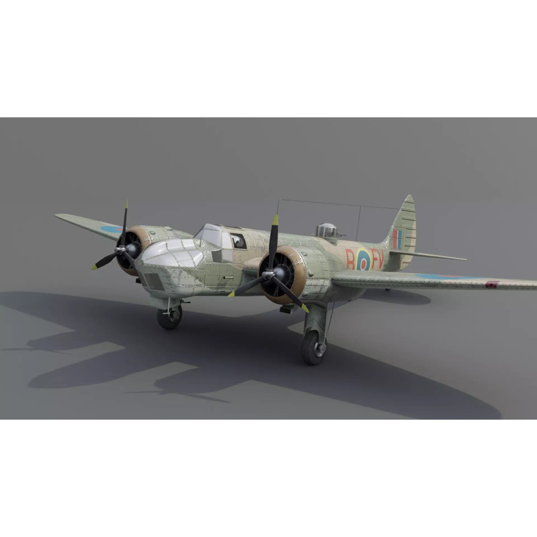 Bristol Blenheim MK IV 3D Model – Low Poly Aircraft, FBX, Blender - View 2