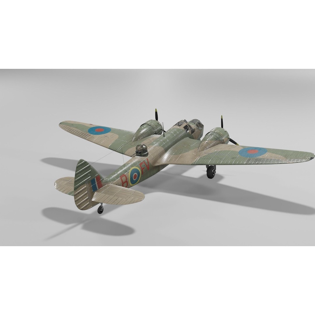 Bristol Blenheim MK IV 3D Model – Low Poly Aircraft, FBX, Blender - View 21