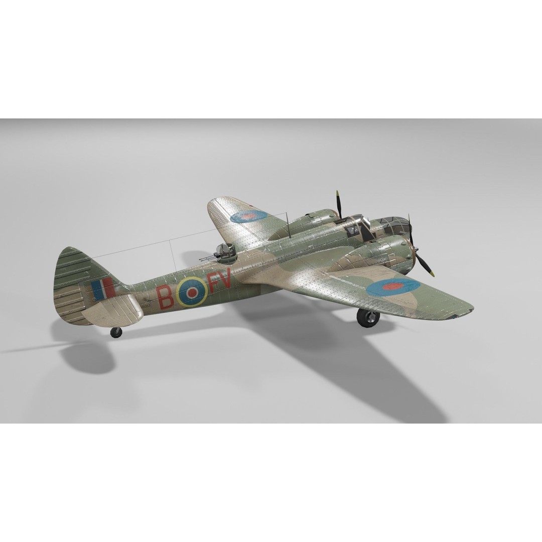 Bristol Blenheim MK IV 3D Model – Low Poly Aircraft, FBX, Blender - View 22
