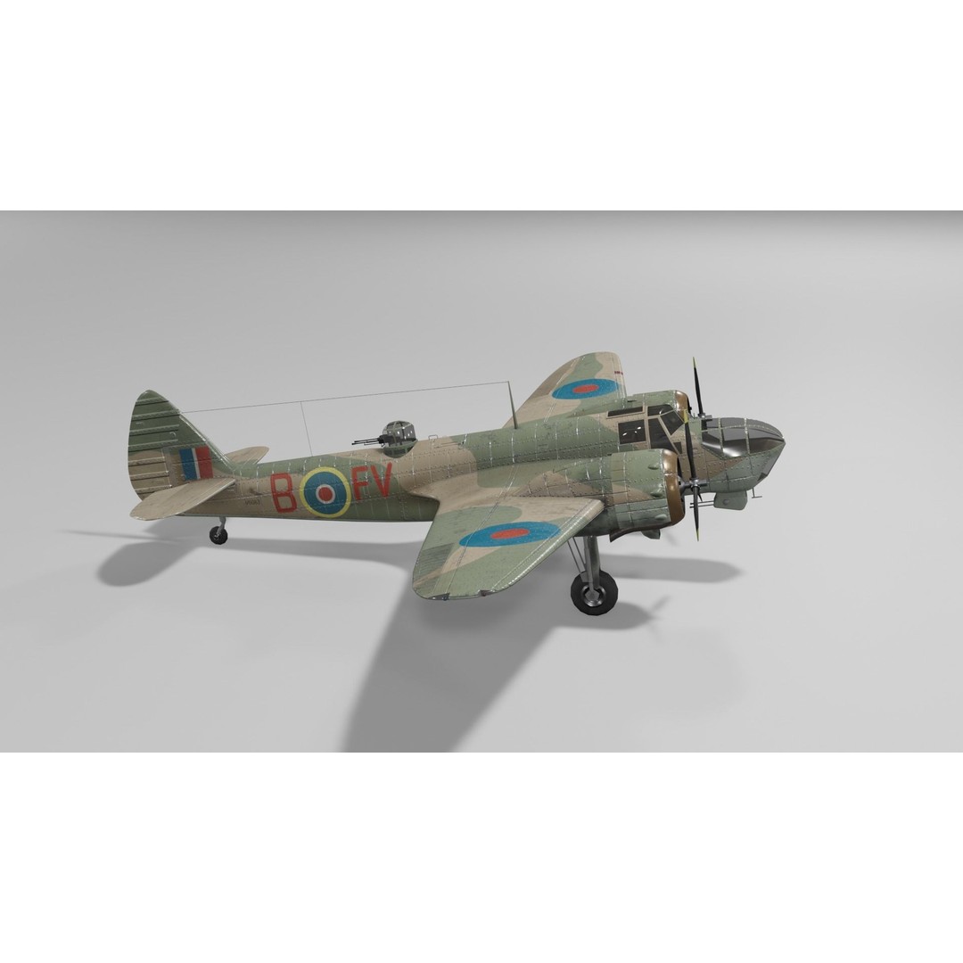 Bristol Blenheim MK IV 3D Model – Low Poly Aircraft, FBX, Blender - View 23