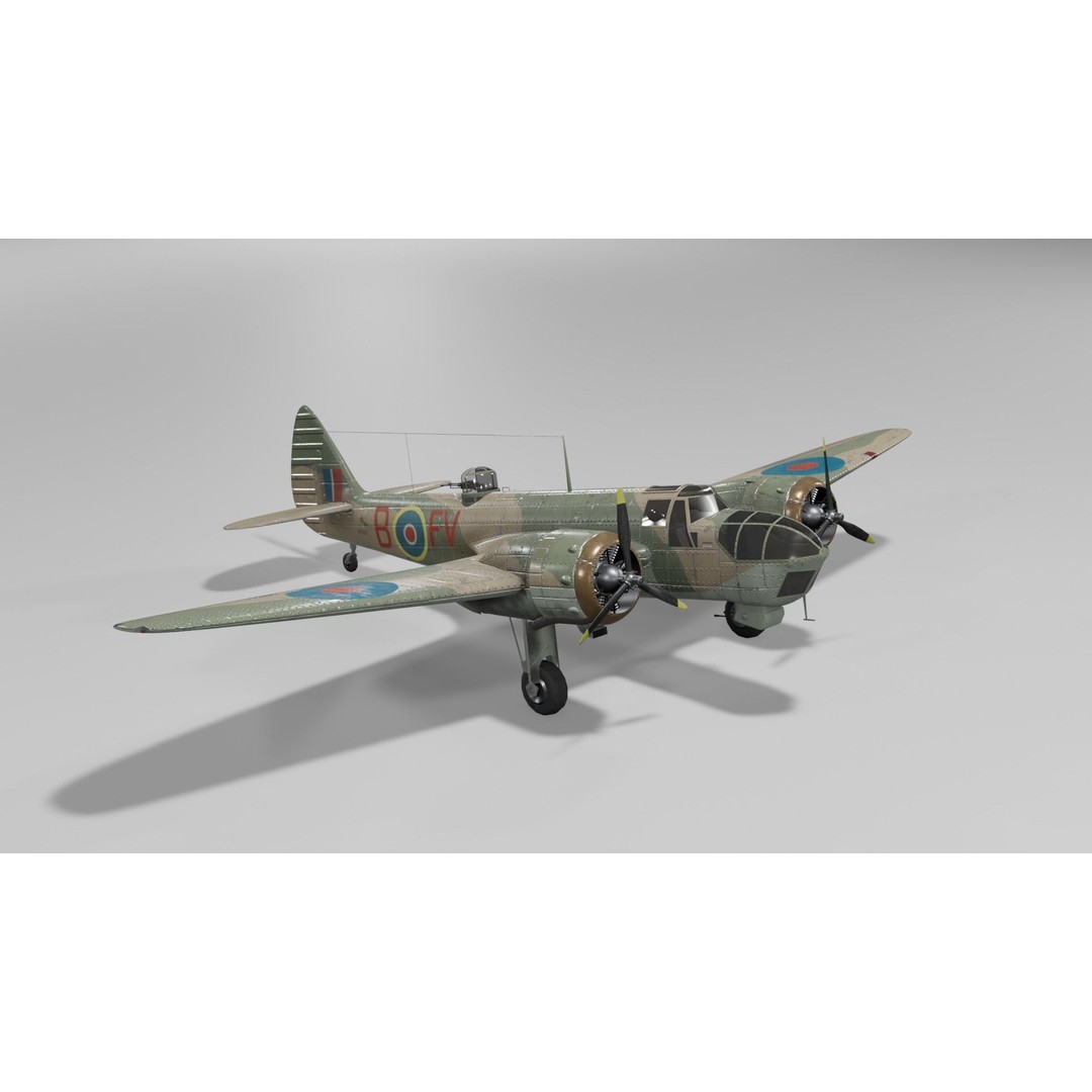 Bristol Blenheim MK IV 3D Model – Low Poly Aircraft, FBX, Blender - View 24