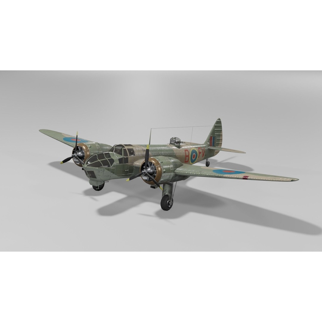 Bristol Blenheim MK IV 3D Model – Low Poly Aircraft, FBX, Blender - View 26
