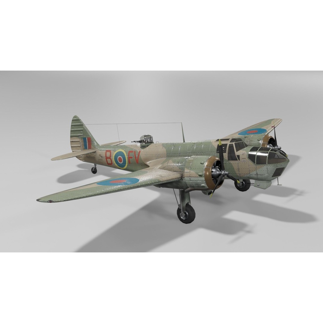 Bristol Blenheim MK IV 3D Model – Low Poly Aircraft, FBX, Blender - View 4