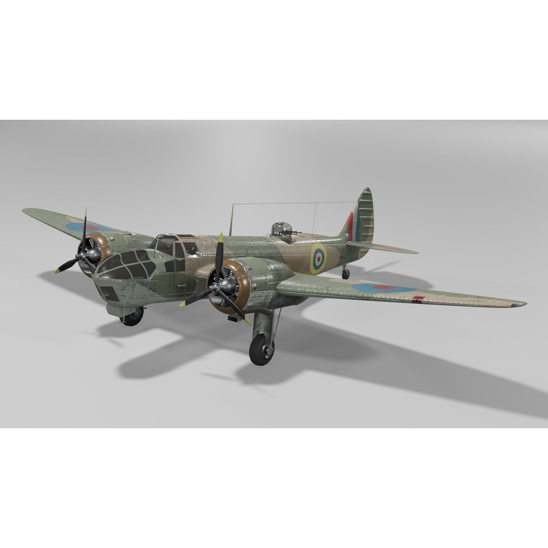 Bristol Blenheim MK IV 3D Model – Low Poly Aircraft, FBX, Blender - View 7