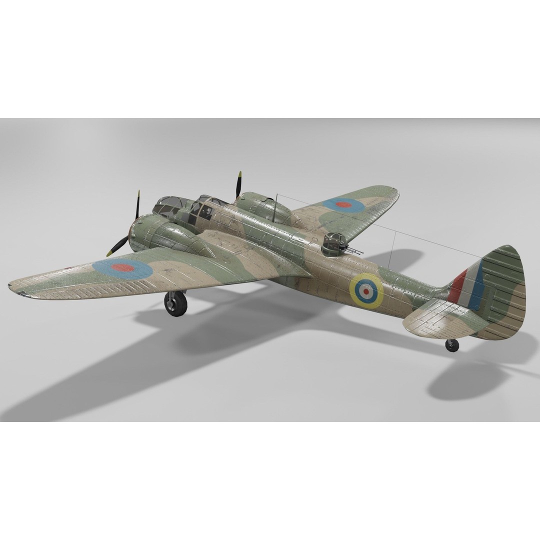 Bristol Blenheim MK IV 3D Model – Low Poly Aircraft, FBX, Blender - View 8