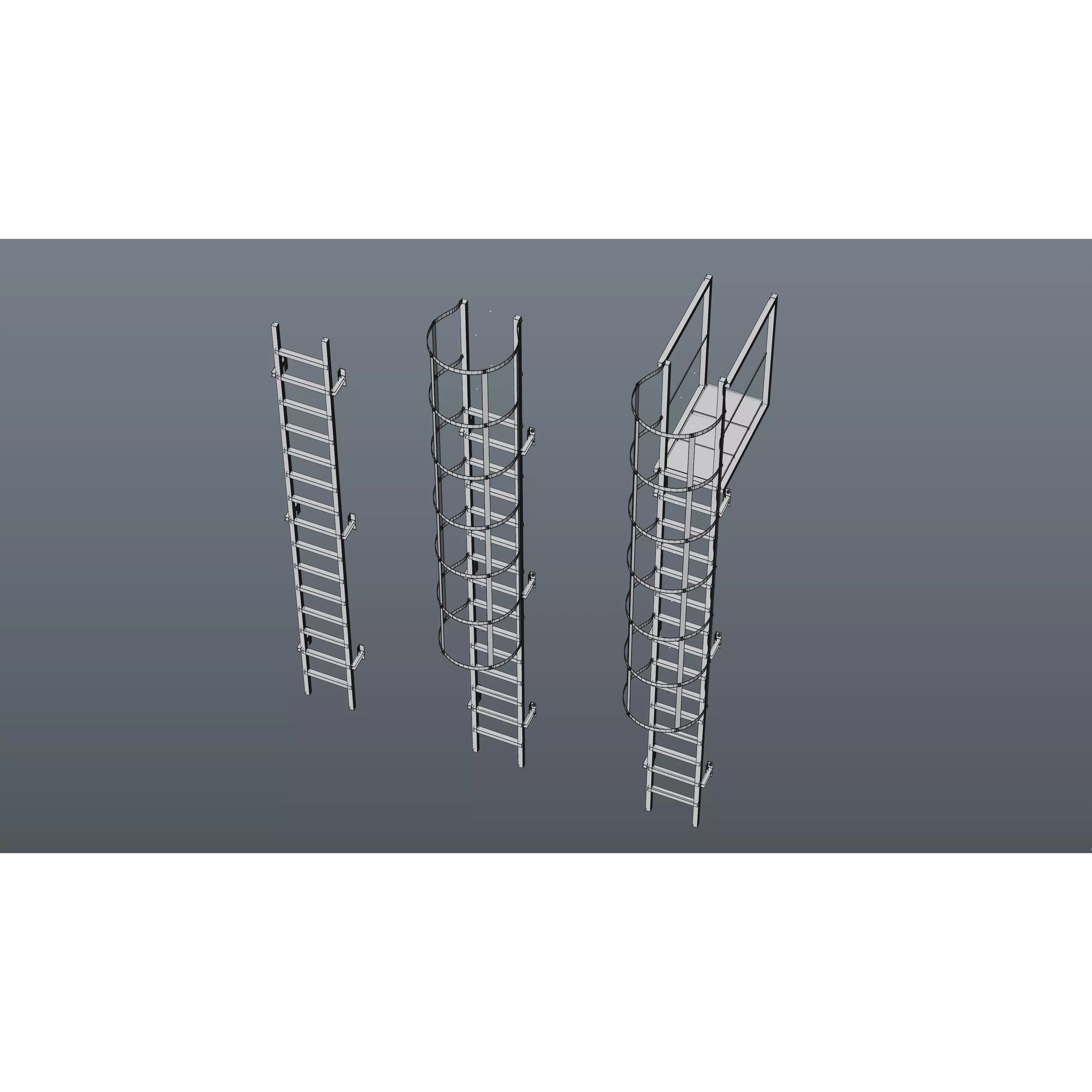 Safety Ladder - Game-Ready 3D Model - View 10