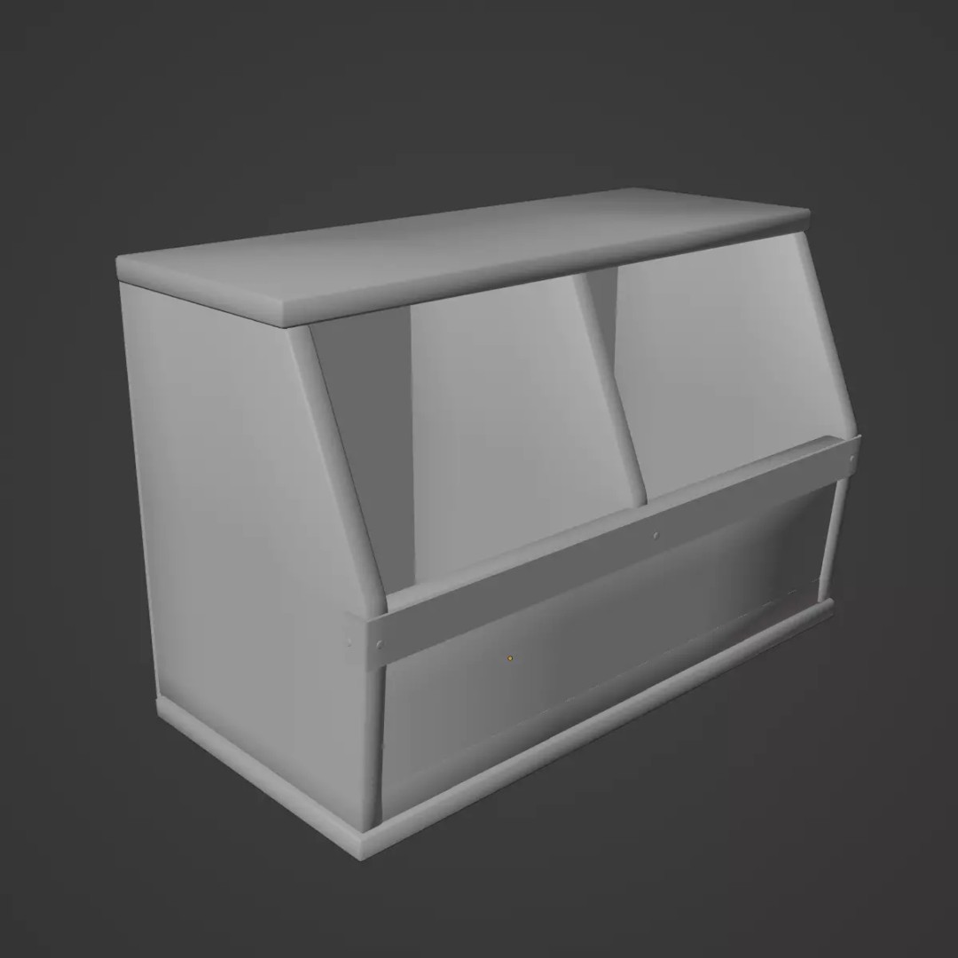 Wooden Storage Bin Set 3D Model – Low Poly Game Asset, FBX, PBR