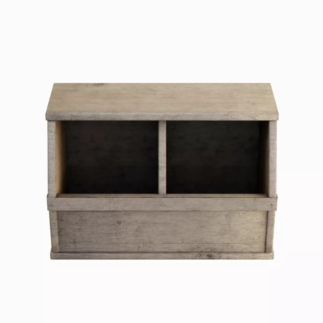 Wooden Storage Bin Set 3D Model – Low Poly Game Asset, FBX, PBR - View 13