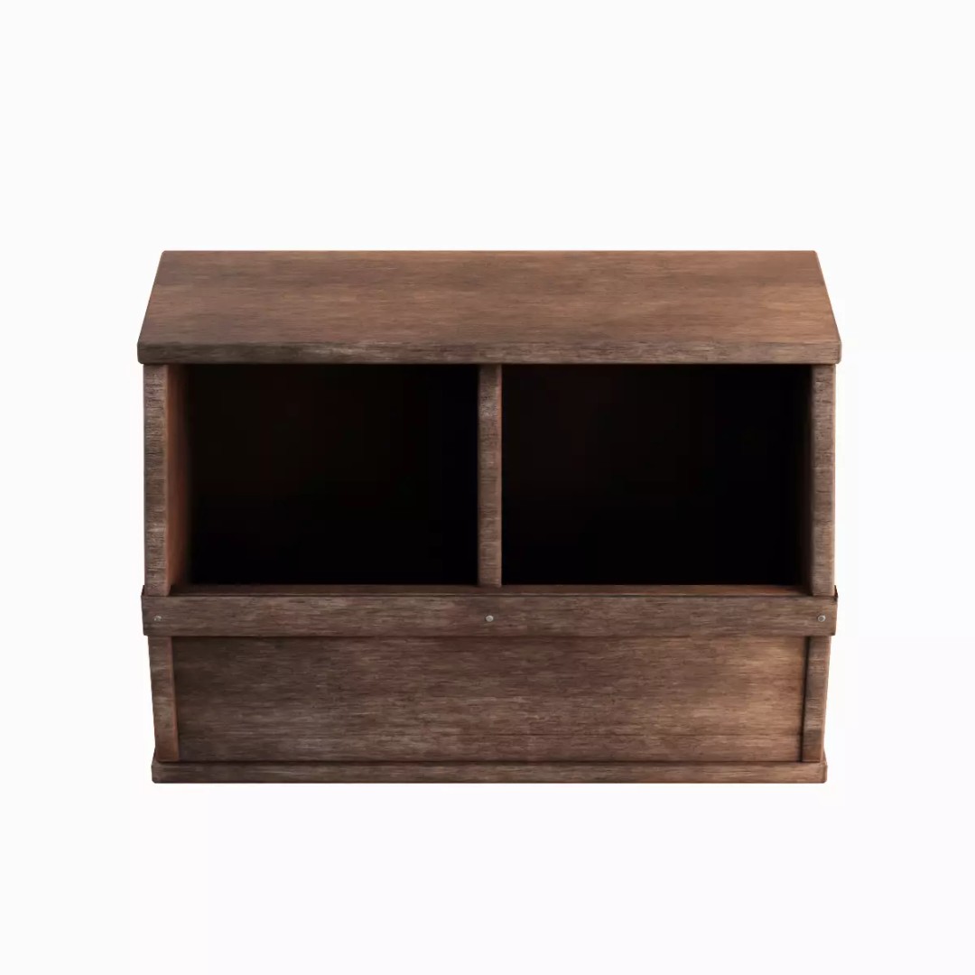 Wooden Storage Bin Set 3D Model – Low Poly Game Asset, FBX, PBR - View 19