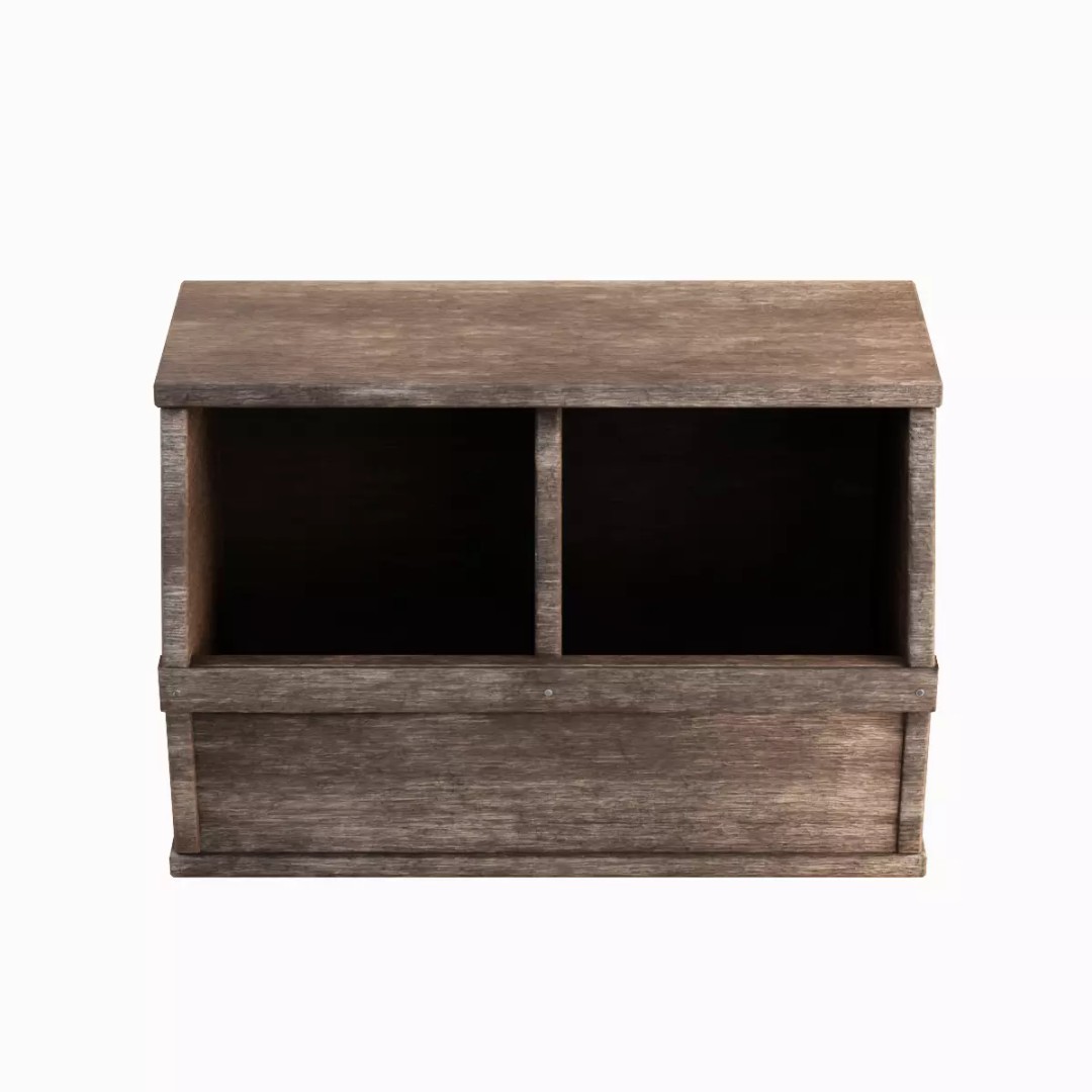 Wooden Storage Bin Set 3D Model – Low Poly Game Asset, FBX, PBR - View 25