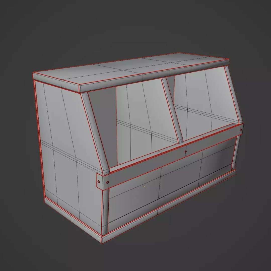 Wooden Storage Bin Set 3D Model – Low Poly Game Asset, FBX, PBR - View 27