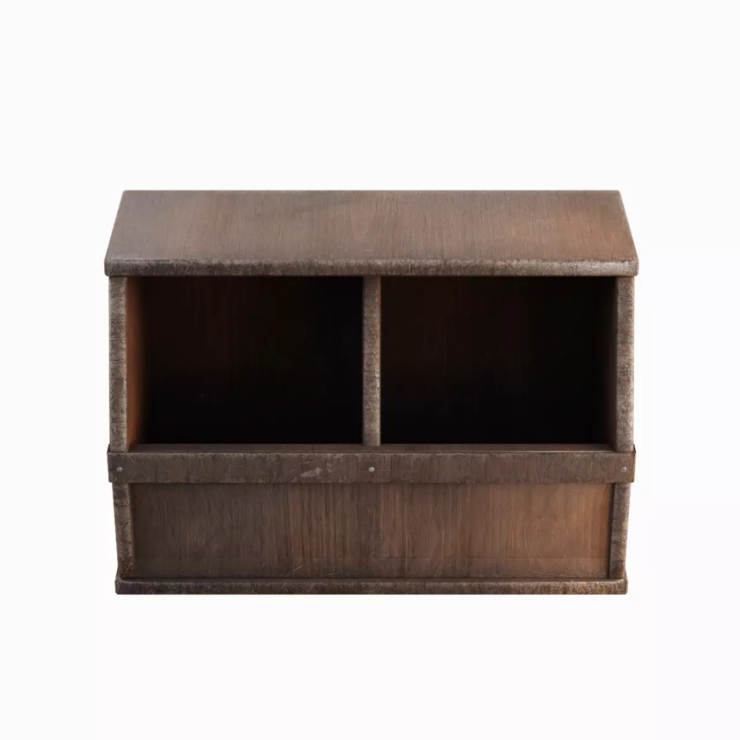 Wooden Storage Bin Set 3D Model – Low Poly Game Asset, FBX, PBR - View 6