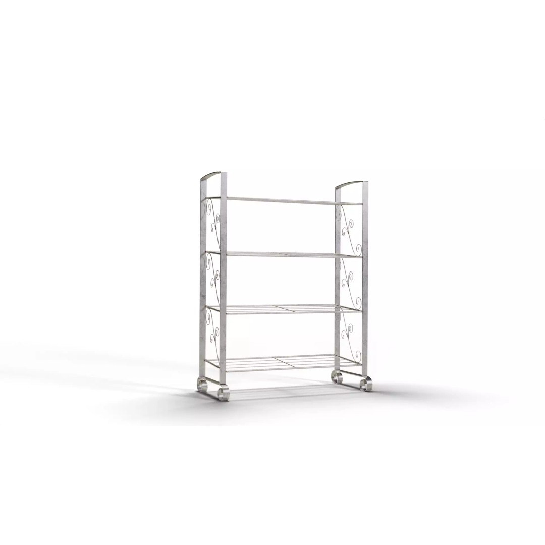 Multilayer Metal Shoe Rack 3D Model – Low Poly Storage Organizer, FBX, OBJ - View 3