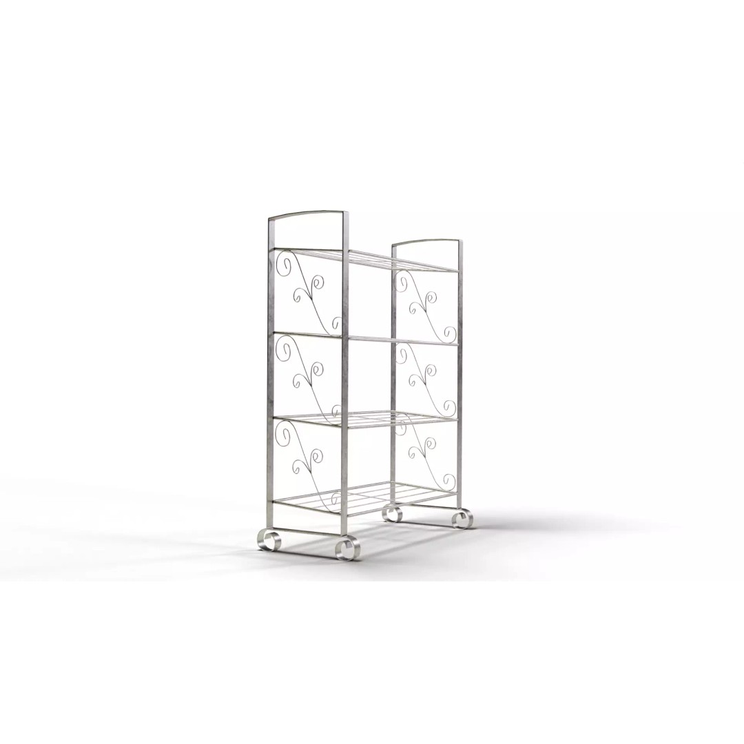 Multilayer Metal Shoe Rack 3D Model – Low Poly Storage Organizer, FBX, OBJ - View 4