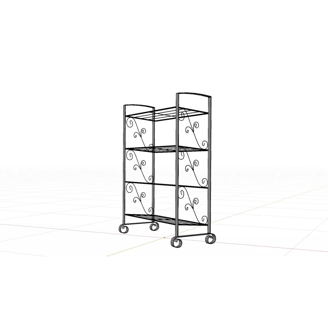 Multilayer Metal Shoe Rack 3D Model – Low Poly Storage Organizer, FBX, OBJ - View 6