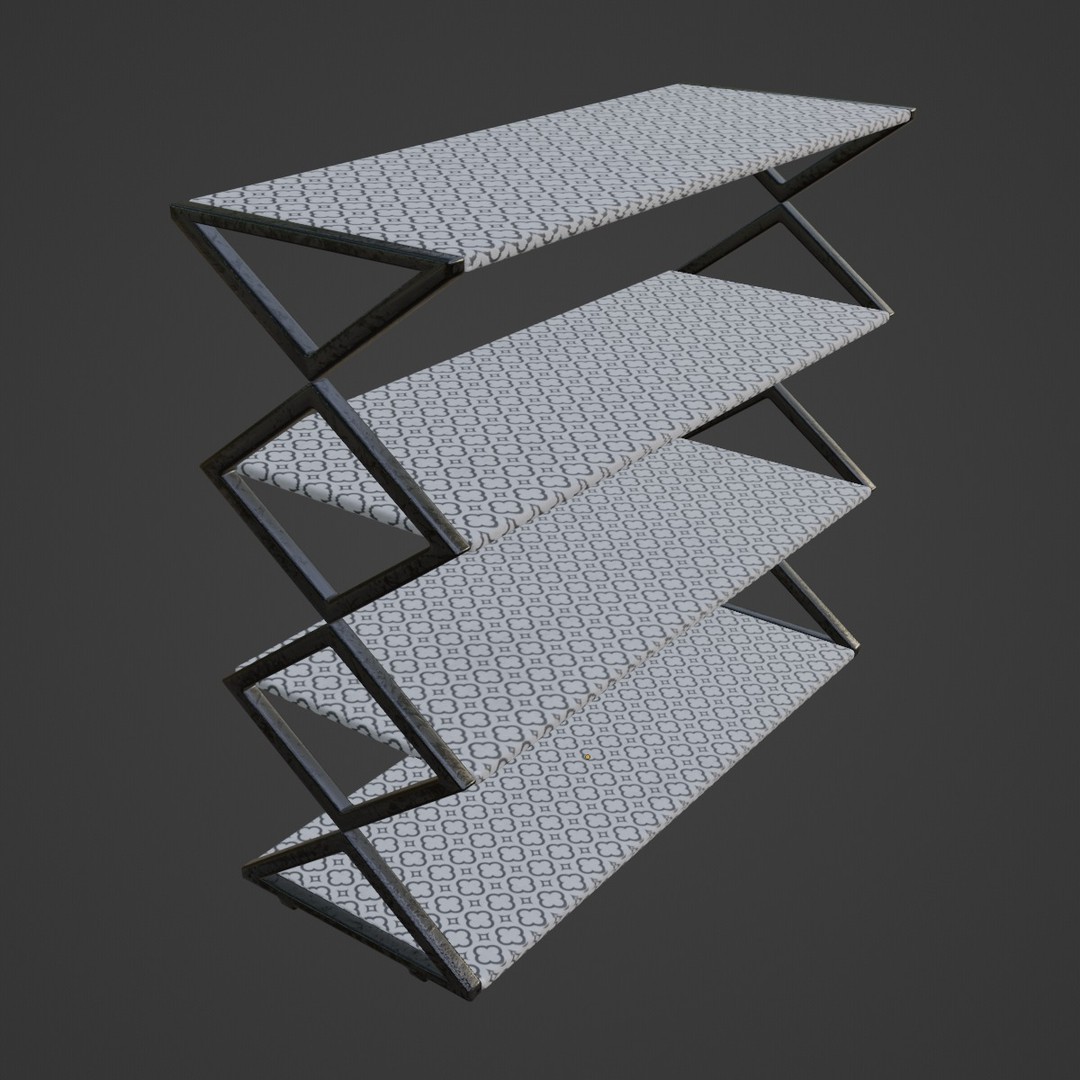 Shoe Rack 3D Model – Low Poly Furniture Asset, PBR Textures - View 8