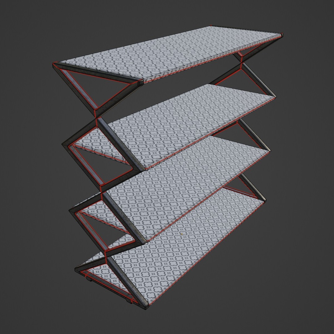 Shoe Rack 3D Model – Low Poly Furniture Asset, PBR Textures - View 9