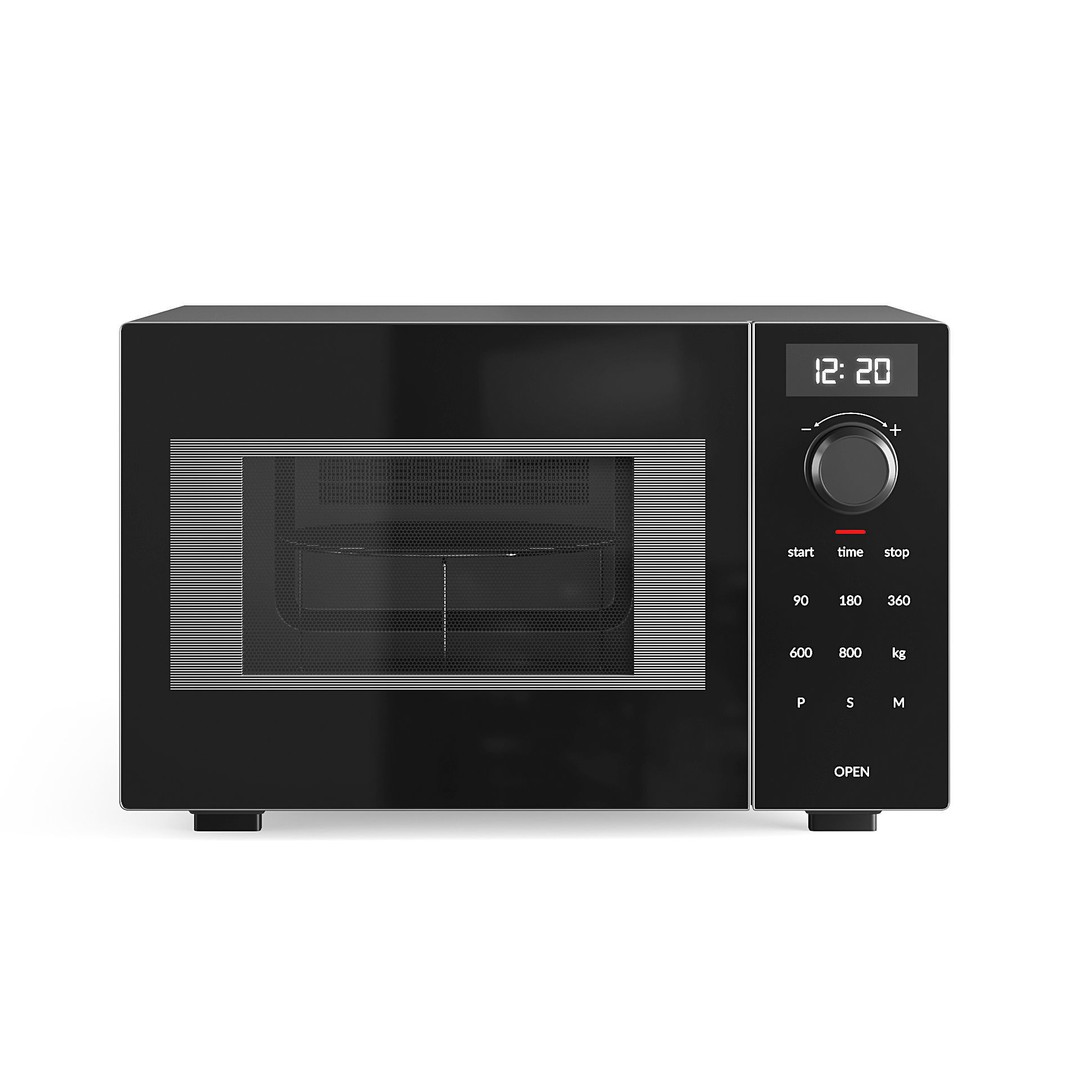 Stainless Steel Microwave 3D Model – Free Standing Kitchen Appliance, FBX, OBJ - View 5