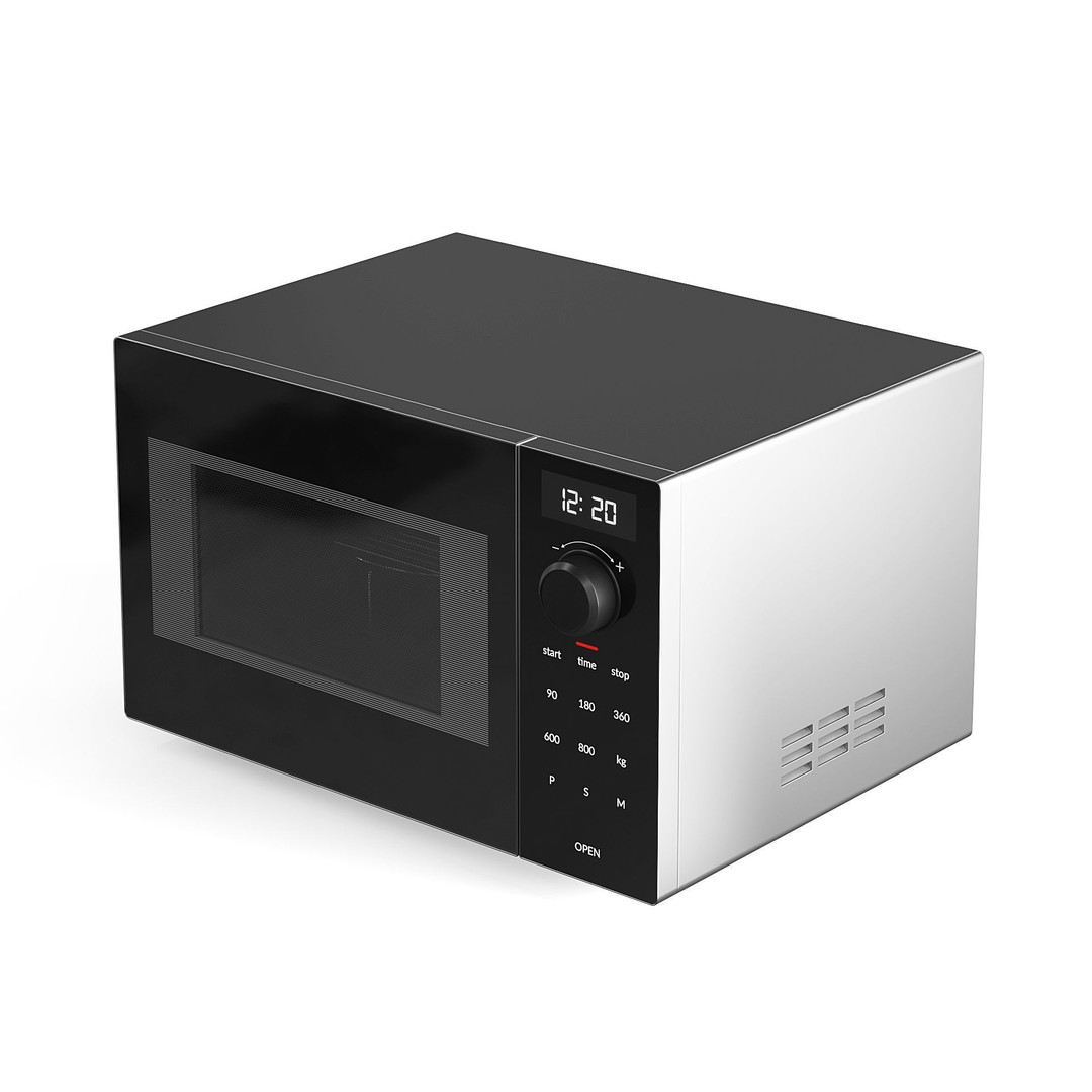 Stainless Steel Microwave 3D Model – Free Standing Kitchen Appliance, FBX, OBJ - View 7