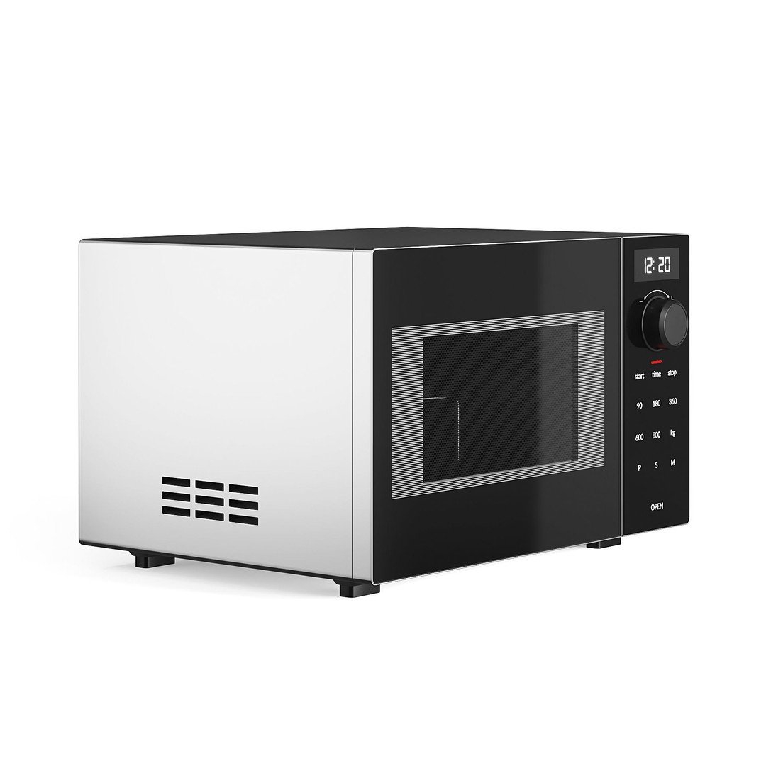 Stainless Steel Microwave 3D Model – Free Standing Kitchen Appliance, FBX, OBJ - View 8