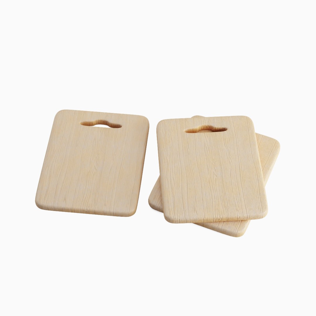 Cutting Board 3D Model – Low Poly Kitchenware, PBR Textures, FBX - View 3
