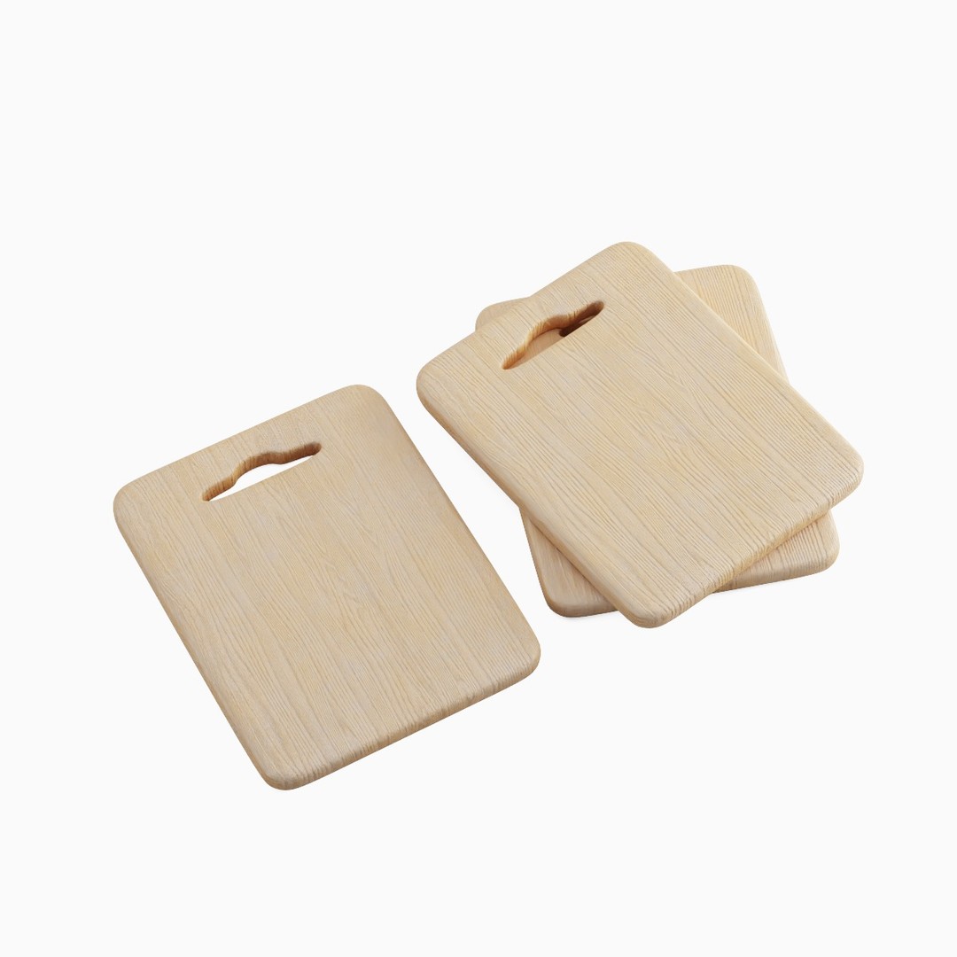 Cutting Board 3D Model – Low Poly Kitchenware, PBR Textures, FBX - View 7