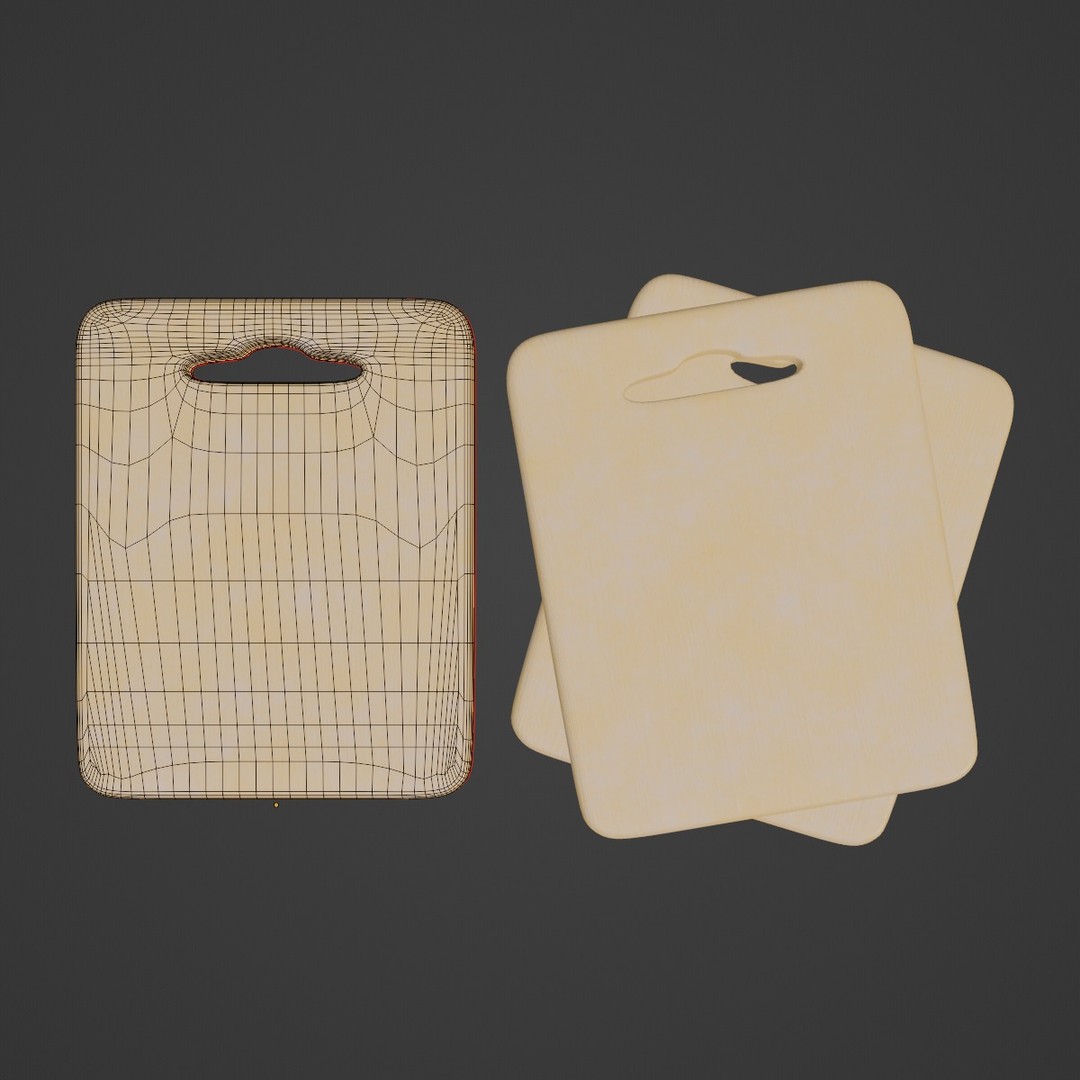 Cutting Board 3D Model – Low Poly Kitchenware, PBR Textures, FBX - View 9