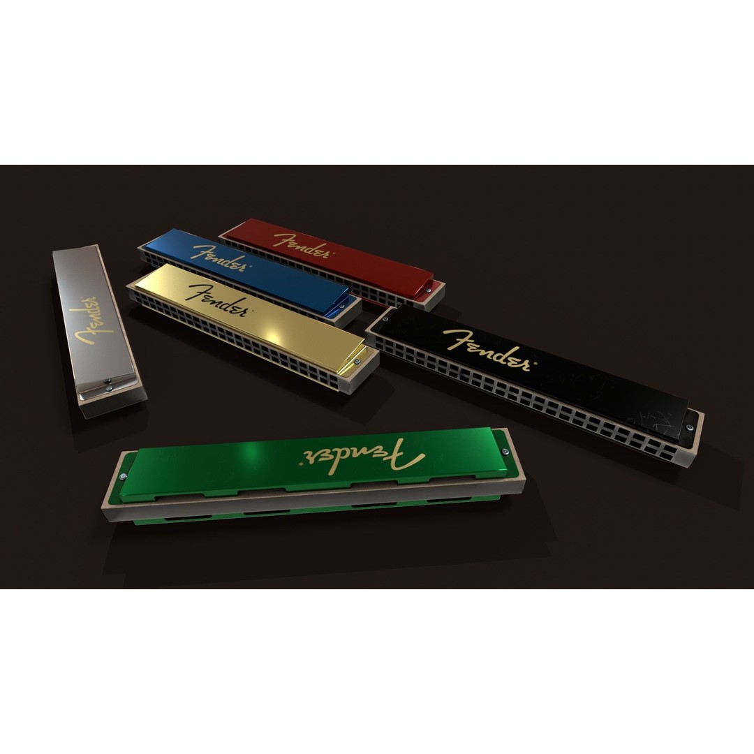 Harmonica 3D Model – Low Poly Game Ready Asset, FBX, OBJ - View 10